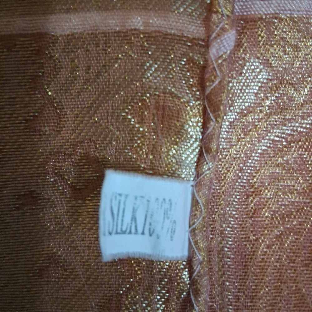 Elegant Pink and Gold Scarf 100% Silk - Picture 4 of 4